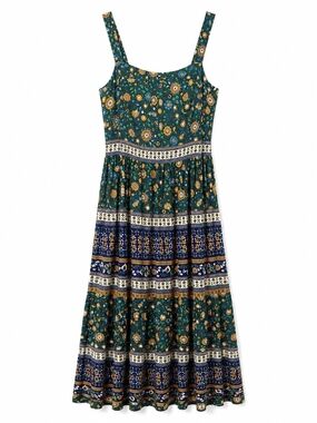 Floral Tiered Sundress in Teal and Navy